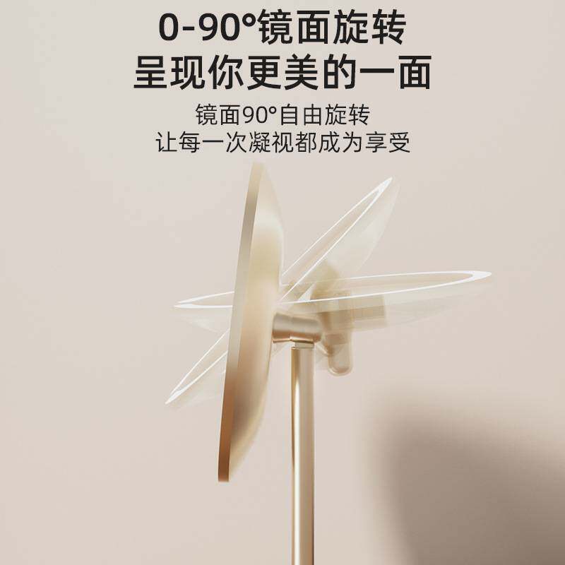 2025新款带化妆收纳筒LED镜子化妆镜台式桌面带灯学生家用补光镜