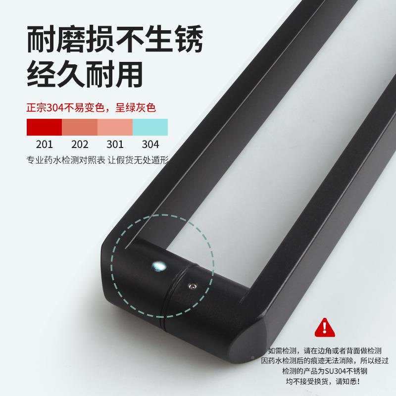玻璃门拉商办大移门公QIY室304不锈钢浴室淋浴房推铺手拉门把手黑