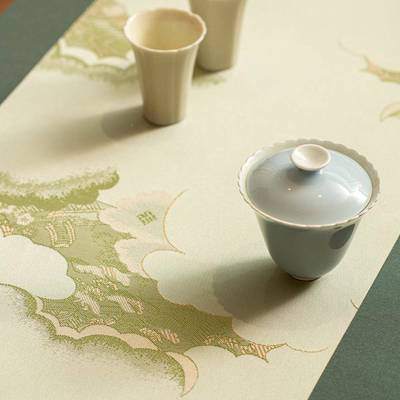 知云霞翠轩云霞翠轩端织锦茶席茶席多色高织提花工艺双面布舍艺桌