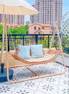 OUS紫叶阳台网吊篮椅室内秋客厅吊床千单人摇篮椅双人红摇椅家用