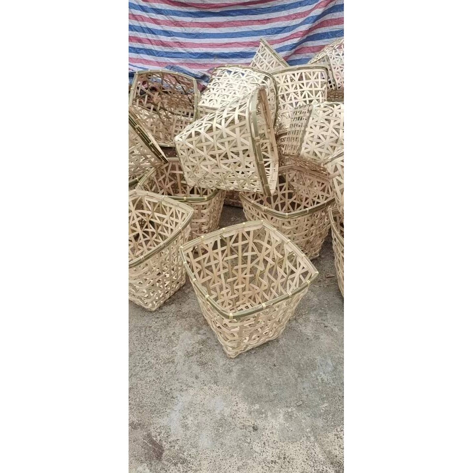 竹制品竹编收纳筐竹篮子插花篮子方形杂物筐工艺品竹箩