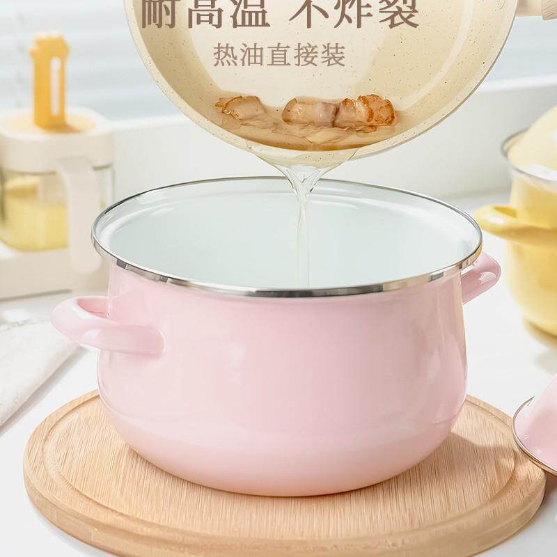 搪瓷猪荤罐带盖家油用耐高温老式CCL油罐耳大容量双储油盆装油