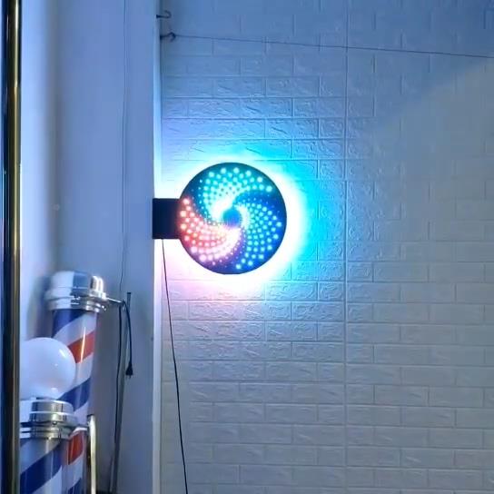 无品牌/发廊美灯发转灯理发店风车风火轮灯箱LED户外防标水志网灯