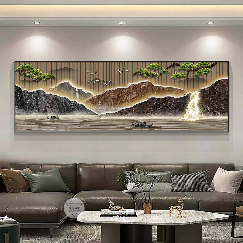 背有靠山现代轻奢办厅沙发装饰画新中式山挂画茶室公室客MH-753墙