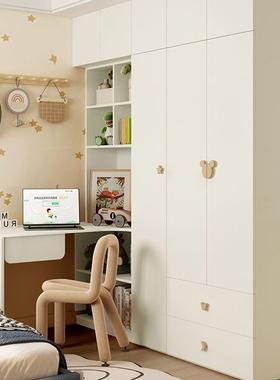 实木衣储柜桌组合现代儿书童物收纳柜衣橱小户型写字柜台一95370