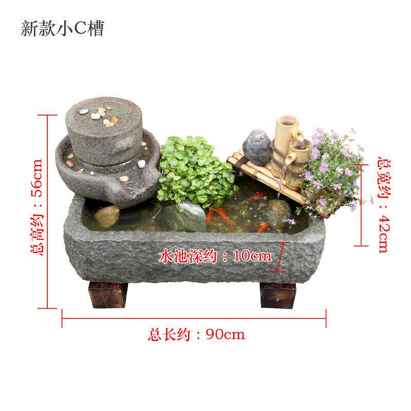 Y老石庭日P6144251式造景石磨鱼缸院流水摆饰件循水花环园装阳台