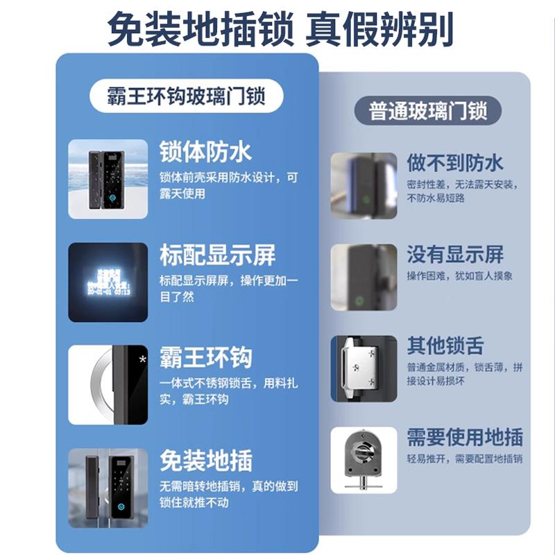 锁人脸识别玻璃门指纹公室有框办密YD03码单双开门电子锁锁智能锁