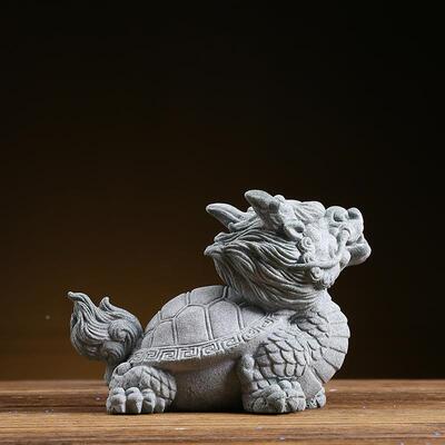 创意青砂石风国招财龙龟动物CSZW-BJA摆件客景厅玄关假饰山鱼缸庭