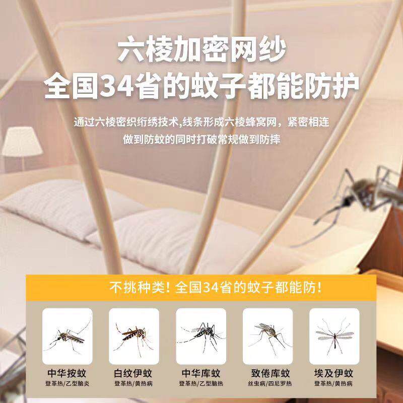 新F62708款古蚊帐家用可免折叠卧室安装儿全童蒙包罩式防蚊罩绢花