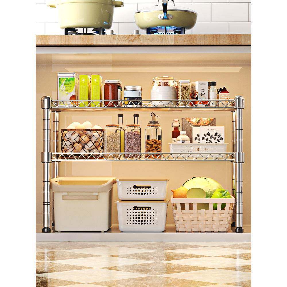 橱柜分层置物厨架房衣隔板柜内改P68J77M9造柜台面水槽下单层架碗