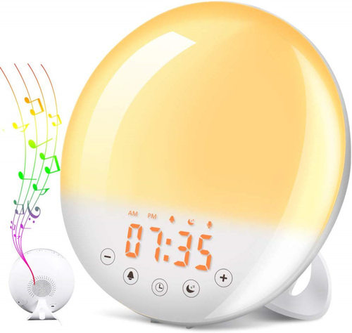 智能日出唤醒灯led闹钟日落睡眠七彩变色氛围灯贪睡起床灯FM收音