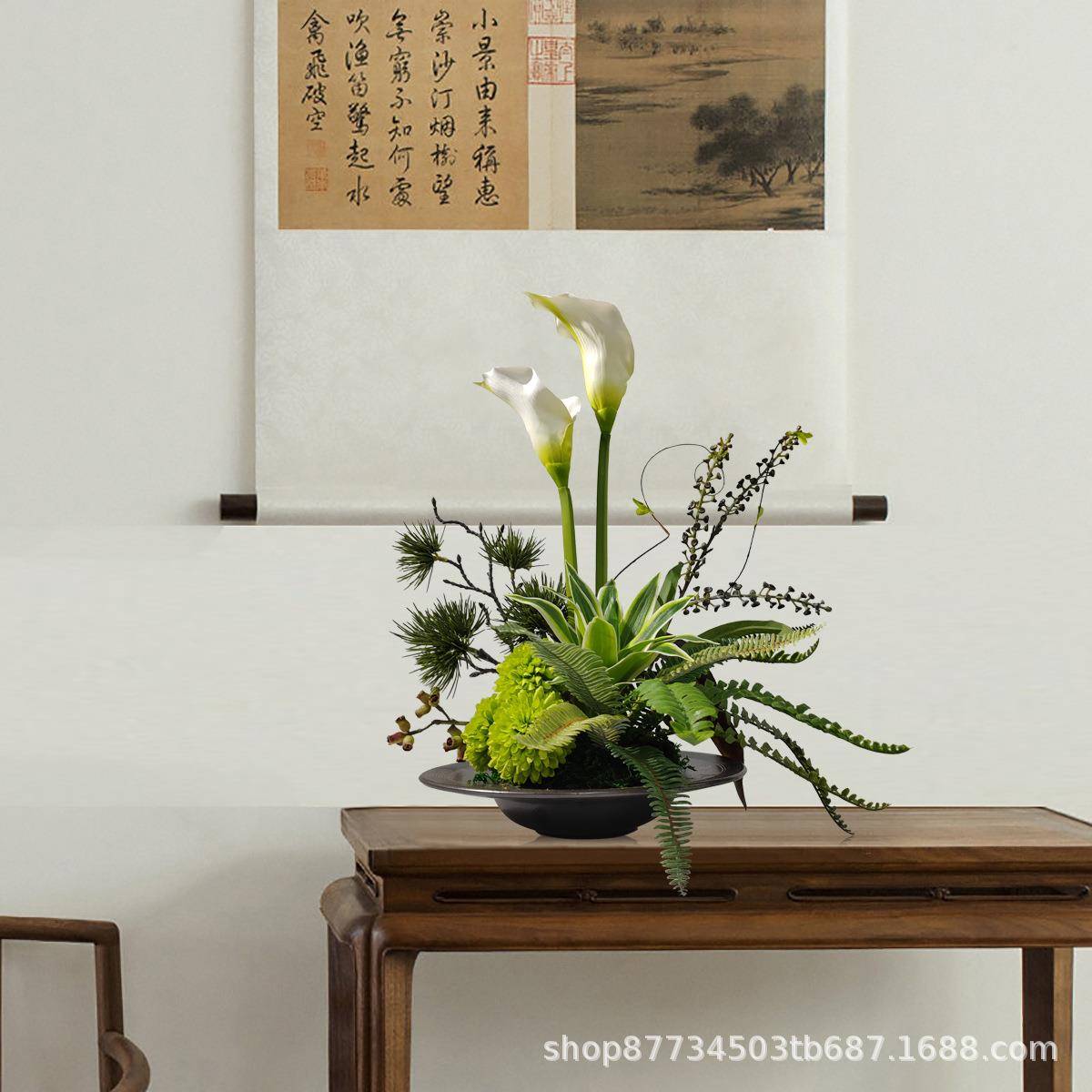 真店仿花假花酒摆件餐桌茶1449几盆栽造景样板房艺玄关前台装饰品