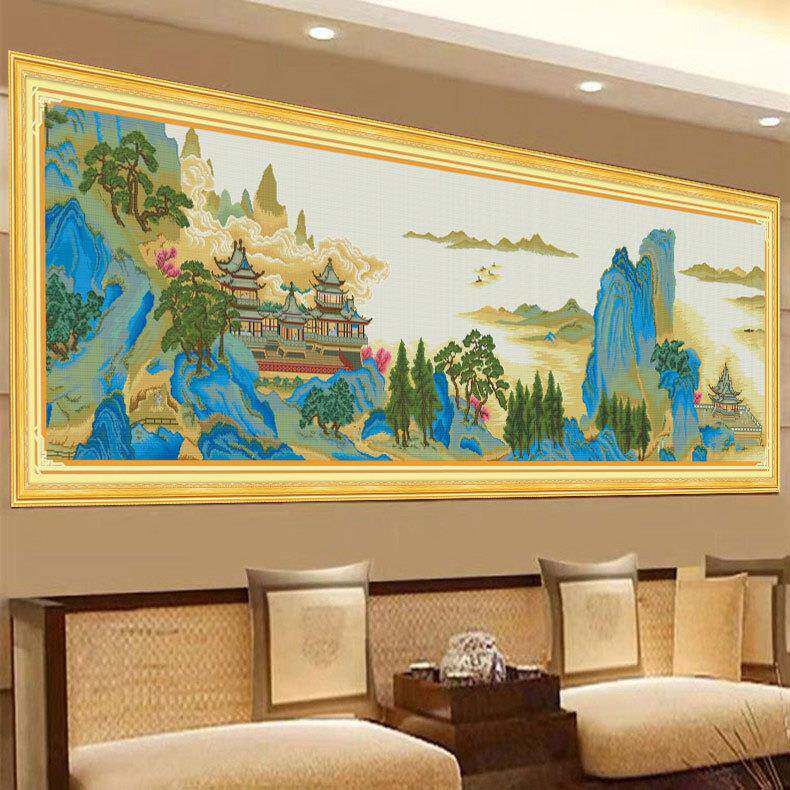名画苓岩绮阁字绣画025年新款2线绣客厅名风景高DQH端大气手十工