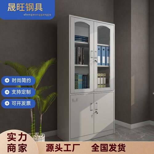 文件柜办公室会计财务凭证柜带锁资料柜员工储物柜管理简约风防火