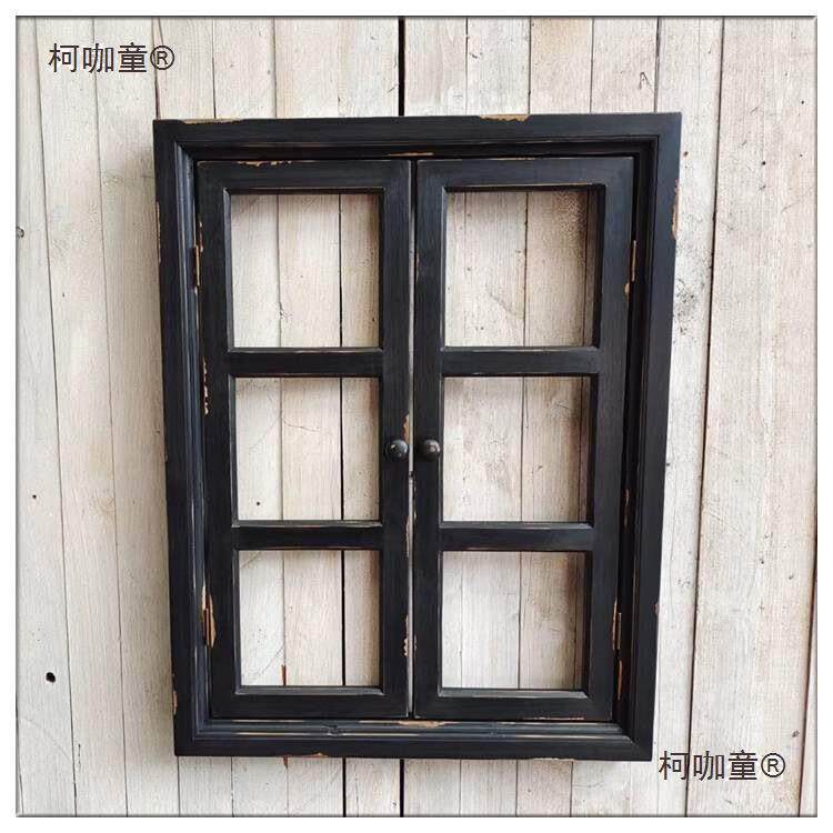 园田假窗户装饰木复窗户柯咖童框花园挂件创意拍摄道具古做旧麦太