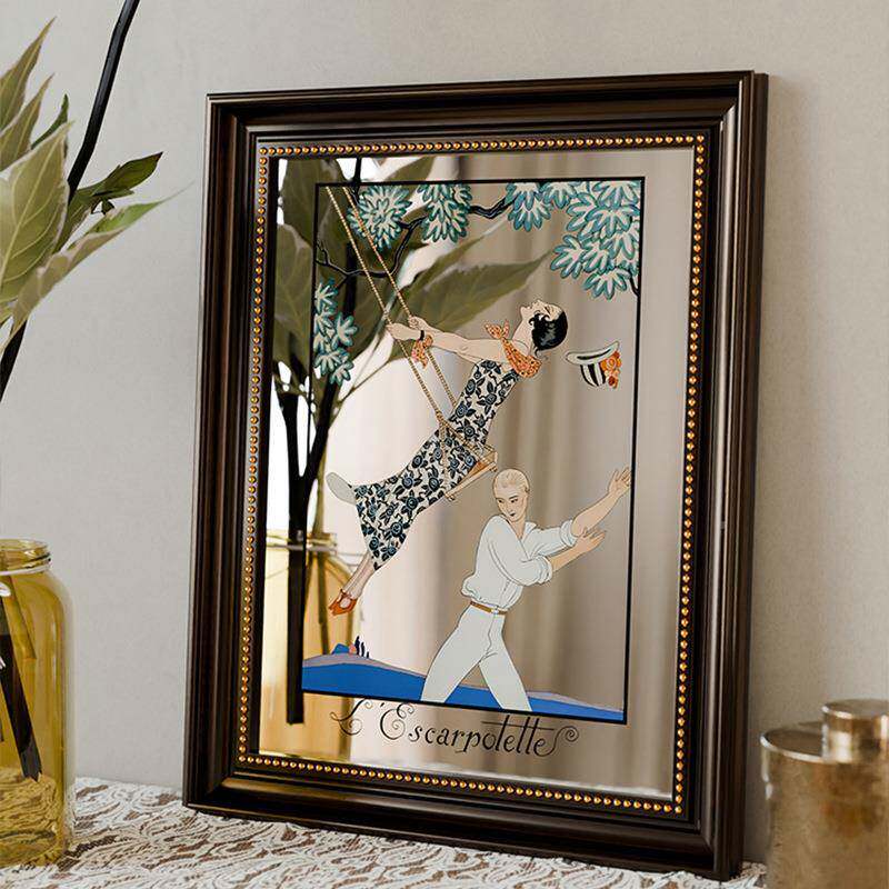 美al202407式镜面创意装术室饰画复古小众装饰镜服装店餐厅客厅画