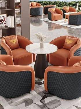 轻奢简约酒店售处接会待沙发椅商务办公休楼闲洽客QIS谈沙发茶几