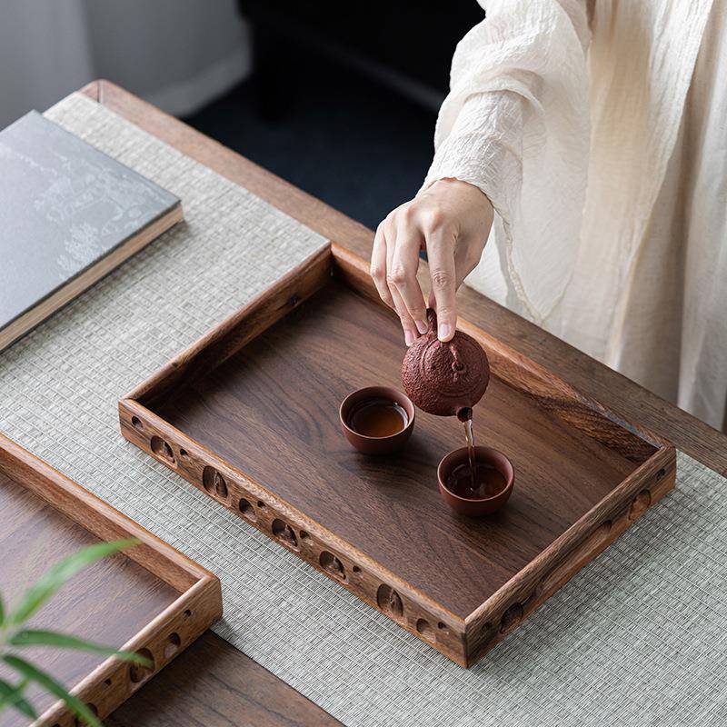 胡式桃实木茶盘中家用干泡碟托ASC蛋糕餐盘木木质长方形寿司点心
