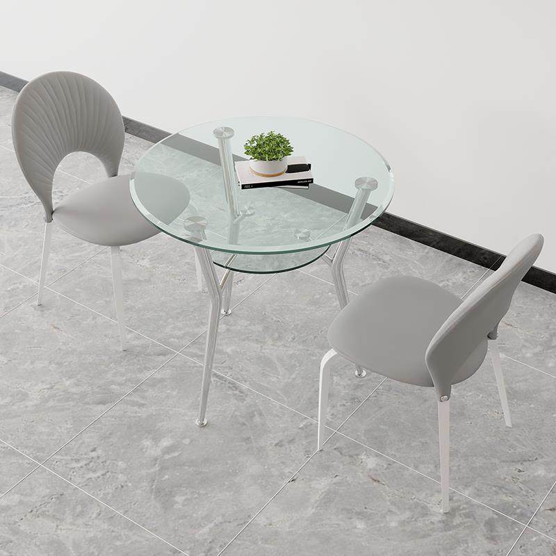 3Y钢化玻璃餐桌椅洽谈桌组合双会客家用阳台椅息区层接待小圆C118