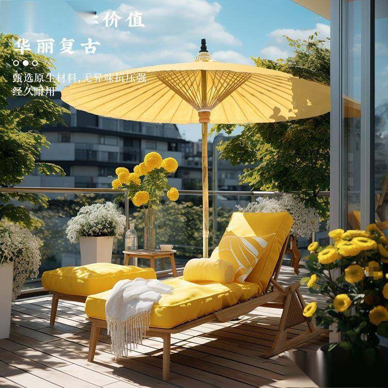 网红遮阳伞院花园院子古风中室内装油952饰伞网庭红大纸伞柱伞防