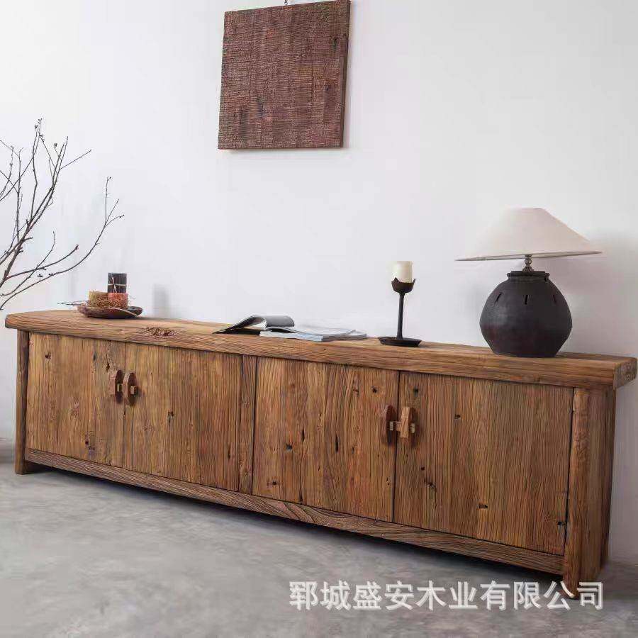 老榆木长方形电视柜客厅储物柜民宿双开门斗柜复古餐边柜实木柜子