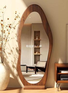 全身镜落式衣新中式异地形镜子不规则YIQ穿女生卧室家镜用试衣镜