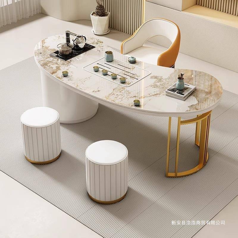 轻奢桌岩板茶客厅简家用阳几台茶台现SGX代约办公室茶茶具泡茶桌