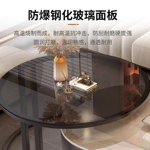 口亮光岩板茶几LUQ家用客厅轻缩奢现厚代小户型可伸茶进几桌加带