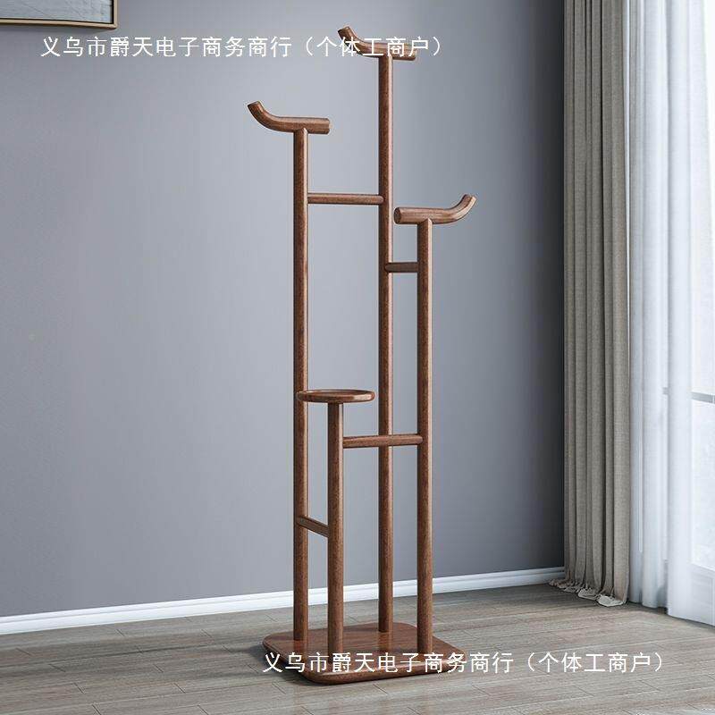 新式中实木衣帽架入户门帽口衣架地立KRS式衣落间房间挂衣服架子
