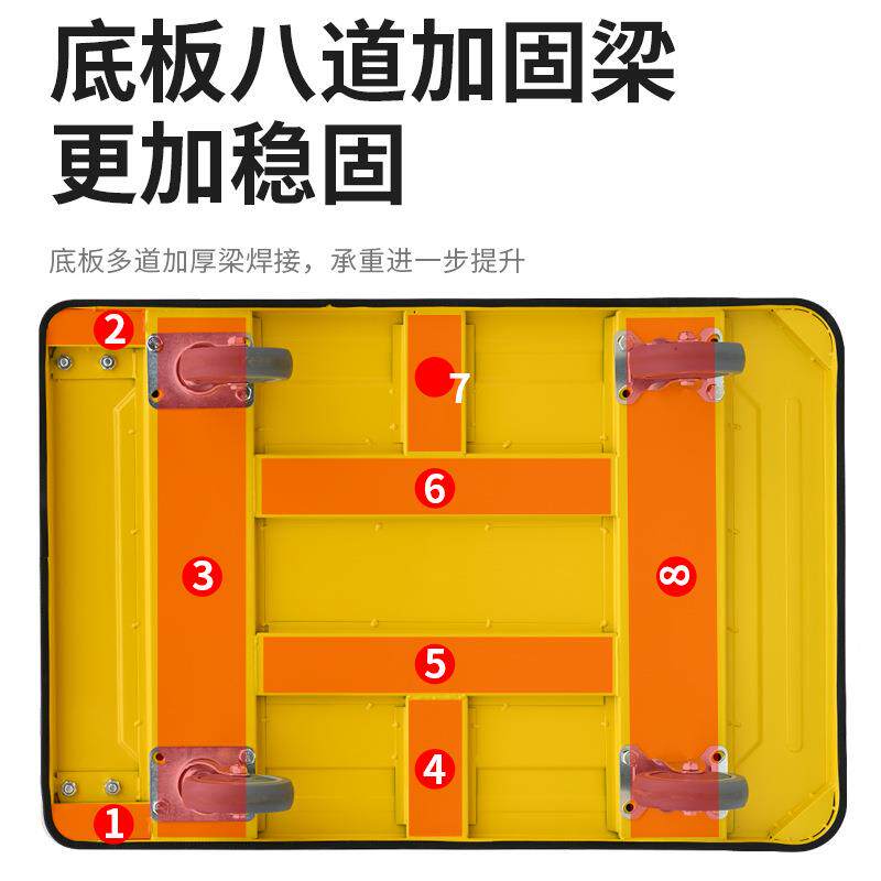 手彩色钢板推车平板车车搬运车货办公家用便携四轮拖折小推车拉拉
