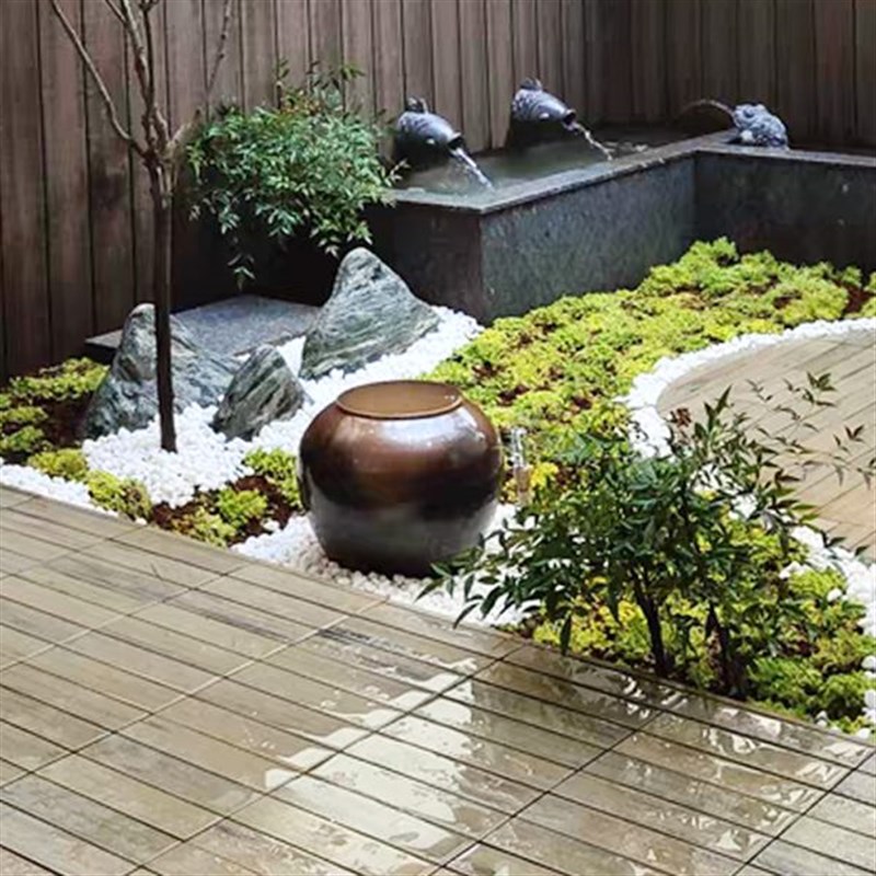 庭院溢水陶罐插花瓶水系景观摆件水池H涌泉坛子流水缸圆形中式花