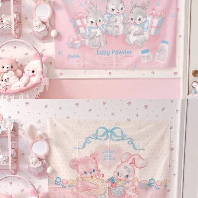 Ms LUTRA联名墙布挂布背景布桌布少女心宿舍房间卧室免打孔装饰墙