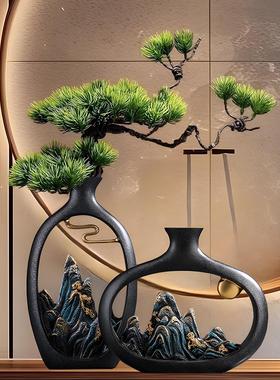 新中国禅宗风格博古架装饰景观花瓶饰品客厅酒柜家江山花瓶工艺品