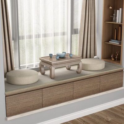 实木卧室抽屉柜飘窗柜子阳台窗台柜矮柜可坐地柜储物柜榻榻米定做