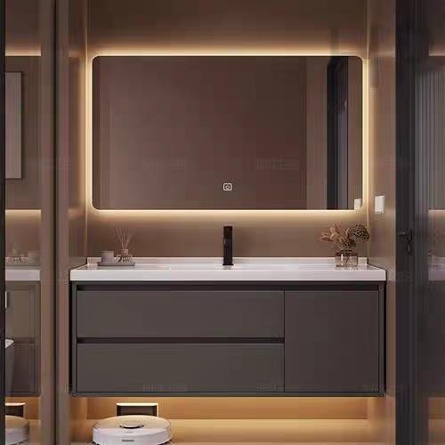 新款橡木烤漆浴室柜组合陶瓷一体盆化妆室洗漱台洗脸洗手台盆