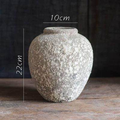 复古花壶瓶老式土陶罐花盆花器民宿侘寂风艺术红陶花瓶装饰摆件