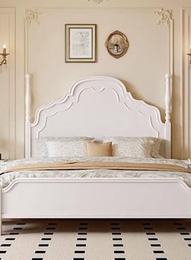 法木式实床1.8米双人床主卧1.5米婚床QX-6607#奶风油纯式白色公主