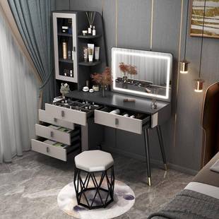 梳妆台型卧573室现代简约2025新款 轻奢小户化妆桌带镜书桌斗柜一
