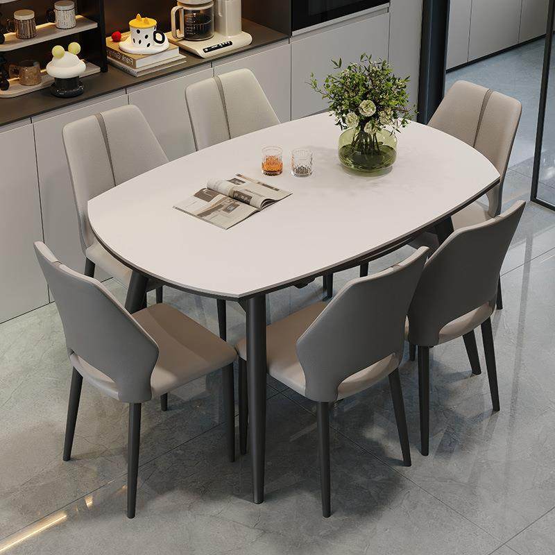 缩现代简约方饭圆两用可伸吃VFM桌餐子实木岩板伸缩折叠桌椅子组