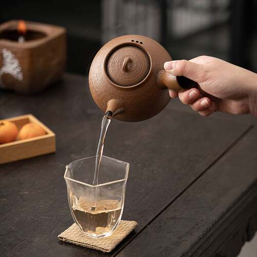 粗陶陶壶炭炉煮茶器套装户外露营围炉煮茶提梁侧把茶壶碳炉酒精炉