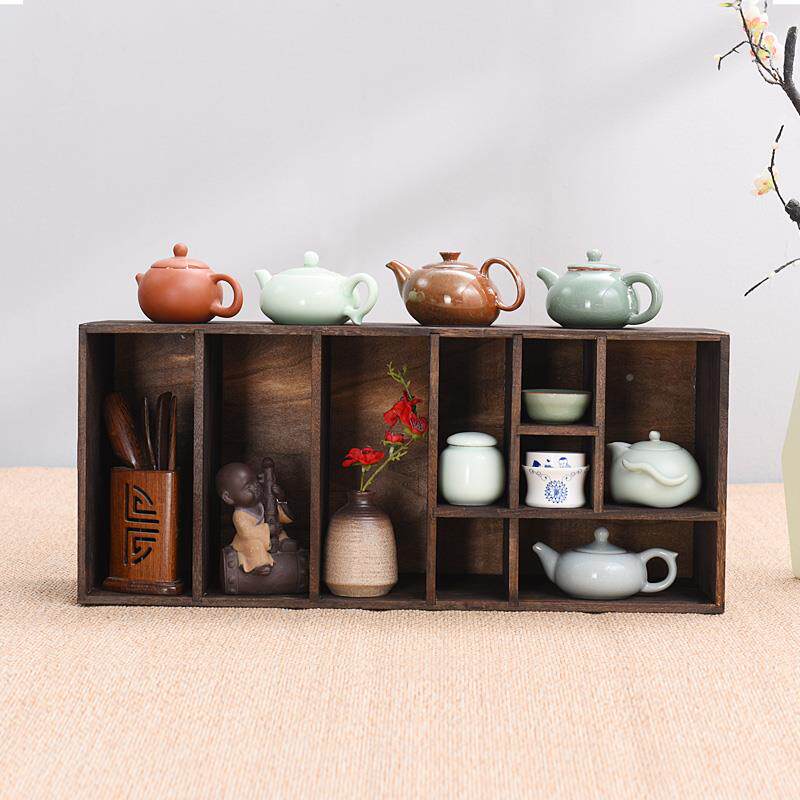 实木办公飘收纳盒中式桌面置物架书架学生窗书杂橱CF02重烧物整架