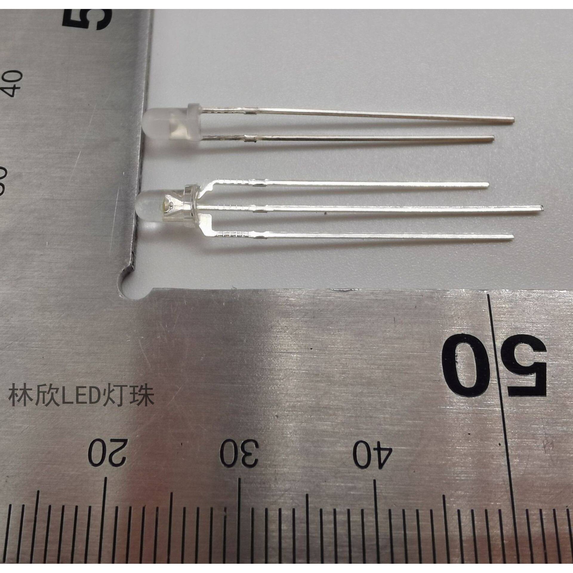红绿双色灯珠f3三脚蓝绿发光管3mm红蓝 led发光二极管直插led灯珠