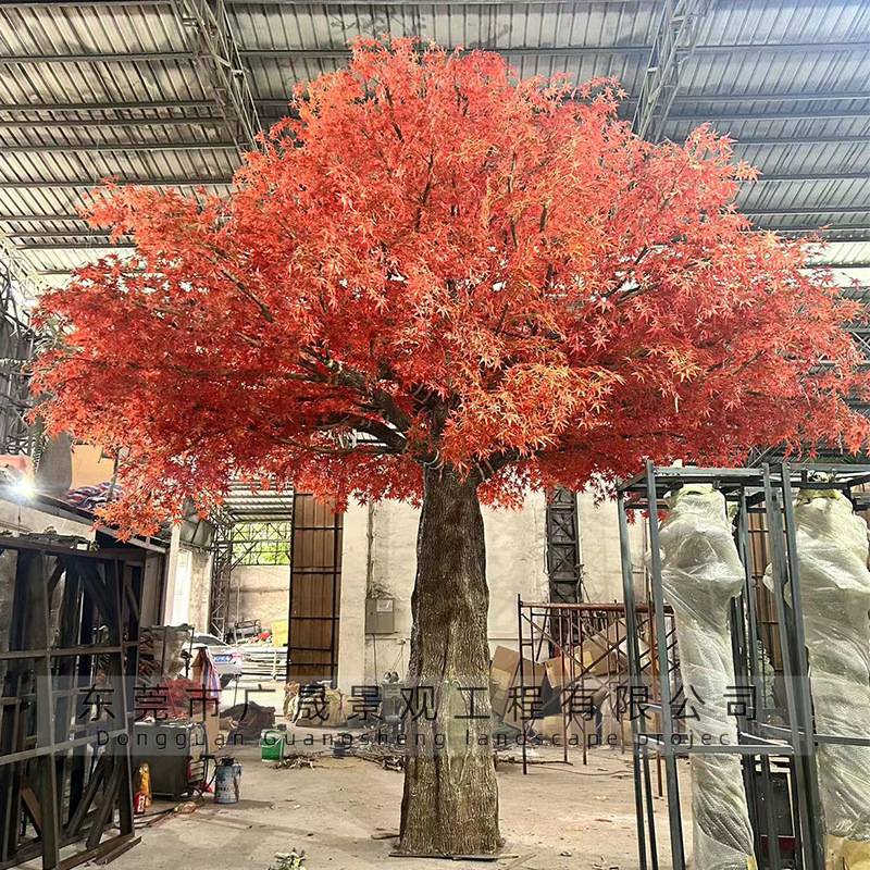 大型仿真红枫树造景植物装饰酒店假树景观绿植造型树商场枫树叶