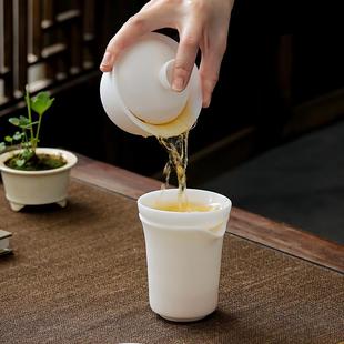 种素三才盖碗德化羊脂玉2349白烧瓷素烧天冰地人盖碗马元宝蹄盖碗