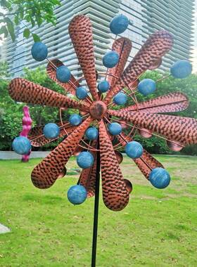马逊EA亚热欧美庭院子天井摆插件设师斑点彩绘铁#6计艺户外大风车