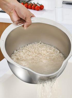 【BBZ下单立减50】居家厨房淘洗锈米盆米筛用洗菜果蔬不钢家淘米