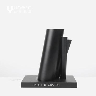 现代简约圆柱交接插花器摆XRP件样板客厅楼处间花艺术家居软装售