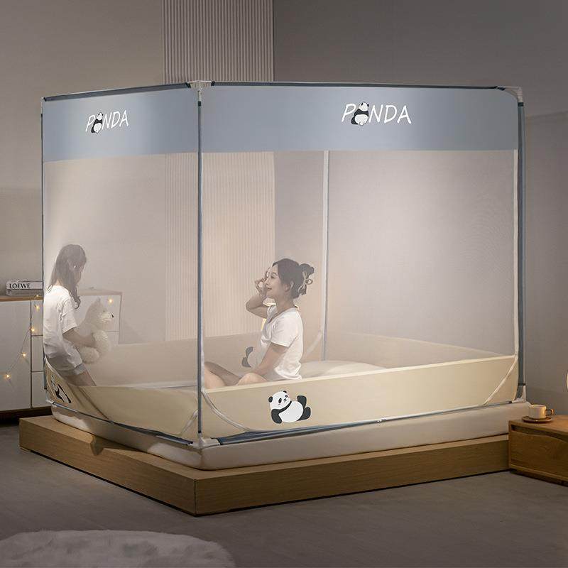 A类床笠款蚊帐带支卧架摔儿三童防防掉床家用室开防摔蚊帐门纹帐