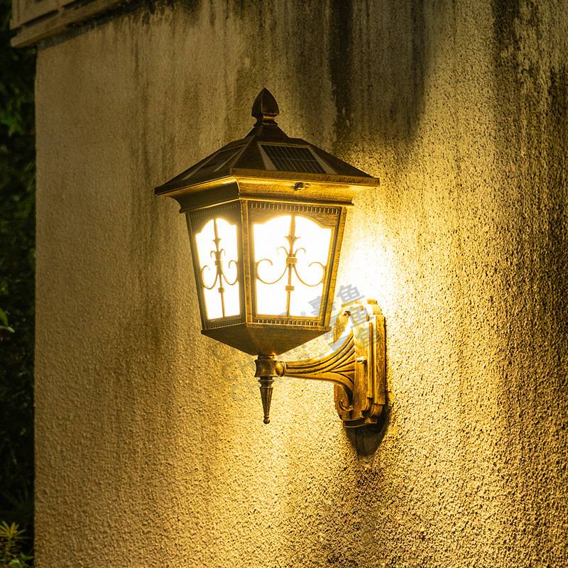 室外太阳能壁灯户外防水家用LED感应灯欧式别墅花园庭院墙壁灯