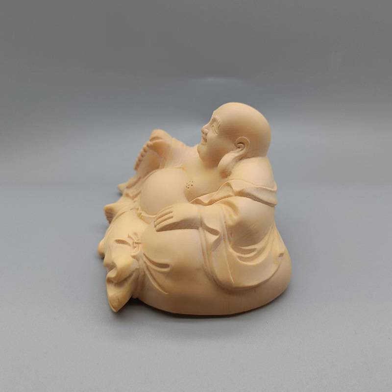 大叶黄杨木雕刻念珠弥勒款摆件规格80×60×50家居书房客厅摆饰